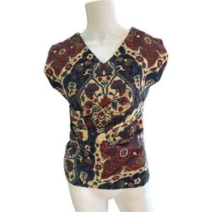 Ranna Gill Pleated Velvet Blouse M